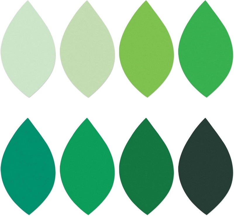 MixTeach 200 Pcs Paper Leaf Cutouts 4 Inch Paper Leaves Assorted Green Color Leaf Shape Die Cuts Summer Classroom Decor for Bulletin Board DIY Craft Project Party Wall Decoration - Image 1